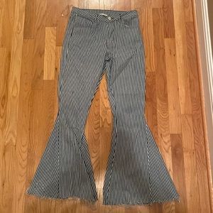 stripped bell bottom jeans